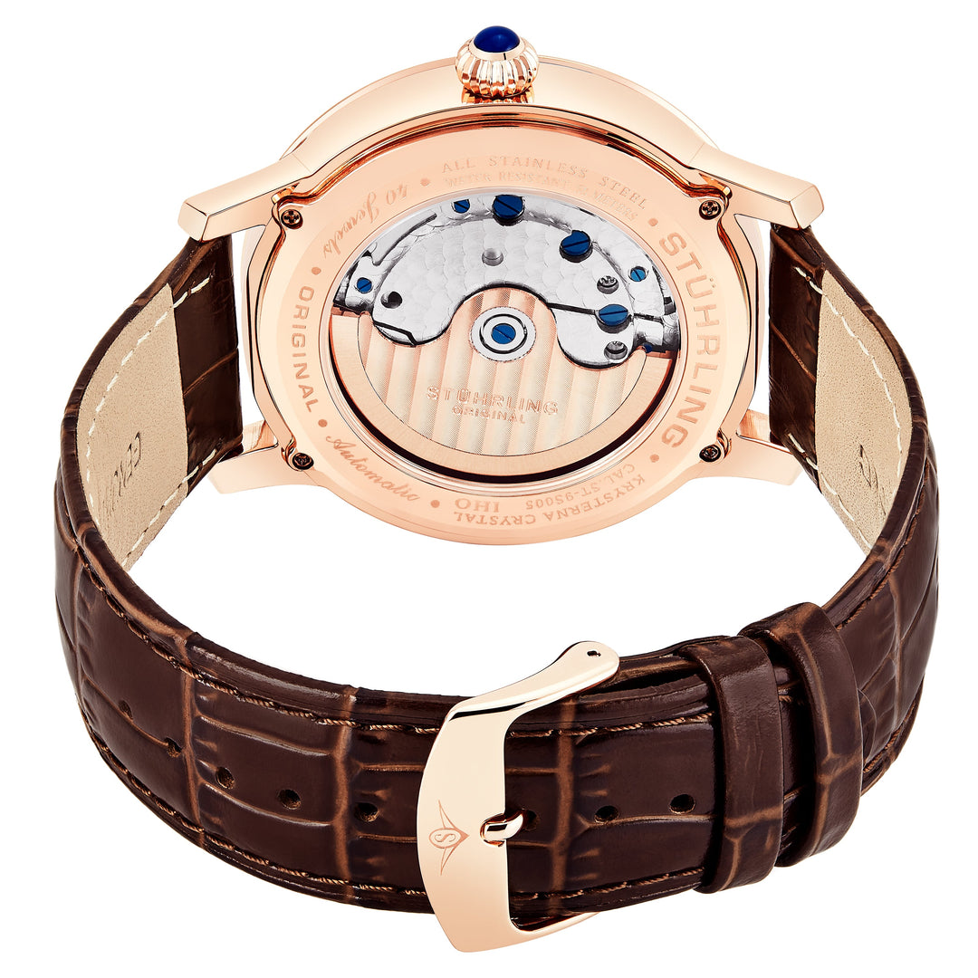 Legacy Rose Gold case/Leather strap/ Brass Dial | Semi-transparent Dial