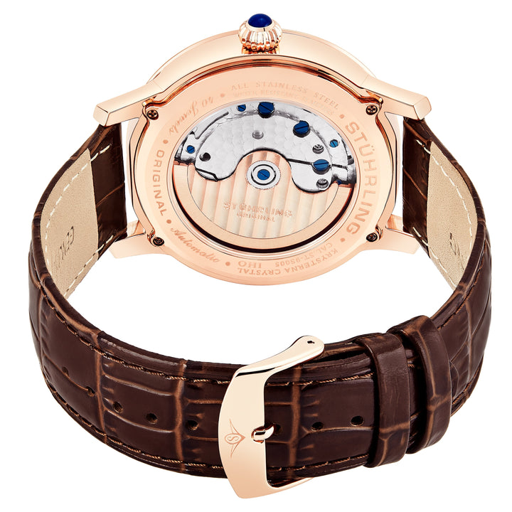 Legacy Rose Gold case/Leather strap/ Brass Dial | Semi-transparent Dial