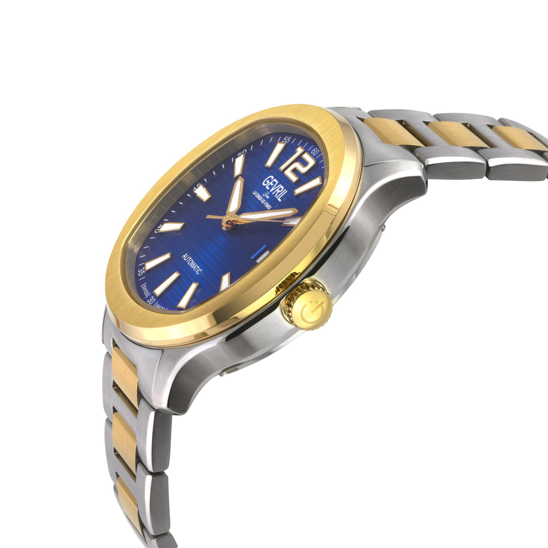 Stuyvesant Swiss Automatic, Two toned IPYG/316L Stainless Steel Case, Blue Dial,