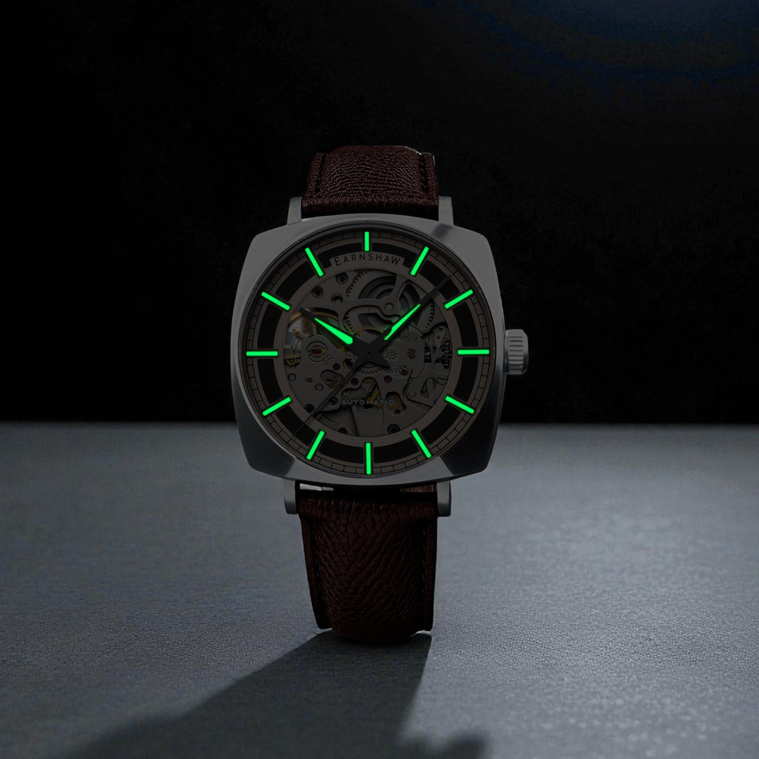 City Of London Moorgate Skeleton Automatic Rose Gold / Genuine Leather Strap Ros