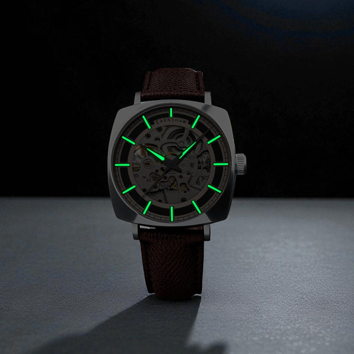 City Of London Moorgate Skeleton Automatic Rose Gold / Genuine Leather Strap Ros