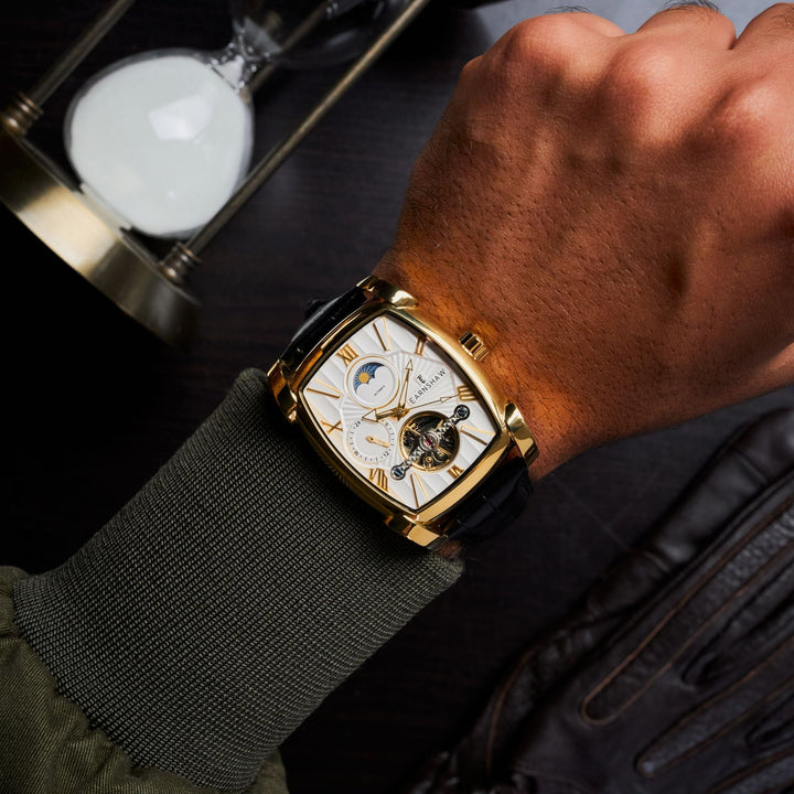 Heritage Kensington Multifunction Automatic White / Black Leather | White Dial