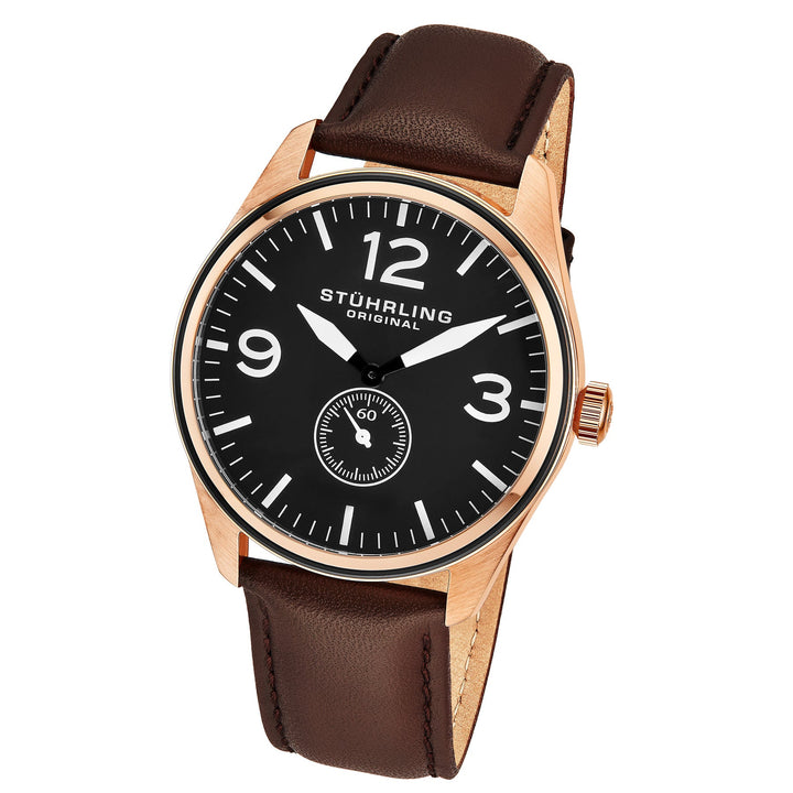 Aviator Brown/Leather/Black Dial/Rose Case | Black Dial