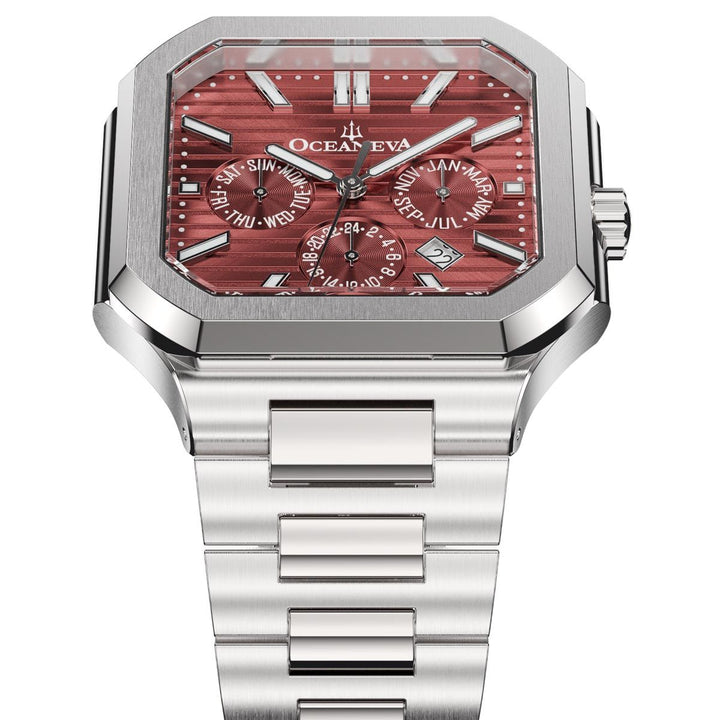 Tenuis Automatic Watch Silver Bezel | Burgundy Dial