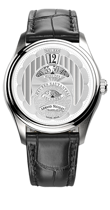 MO2-HS2 Jumping Hour Silver Dial / Black Alligator-embossed Leather Strap Silver