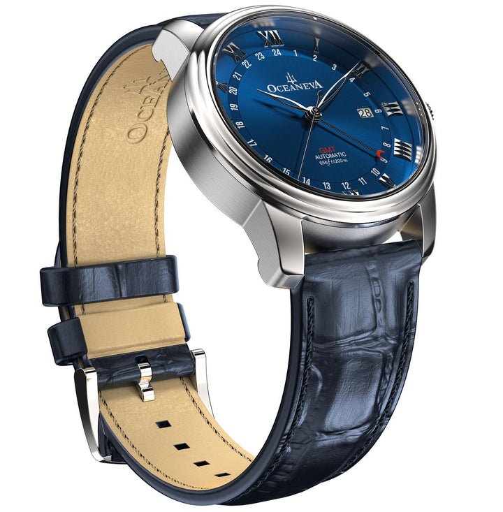 OceanTrek Automatic GMT 200m Silver Bezel |Blue Dial