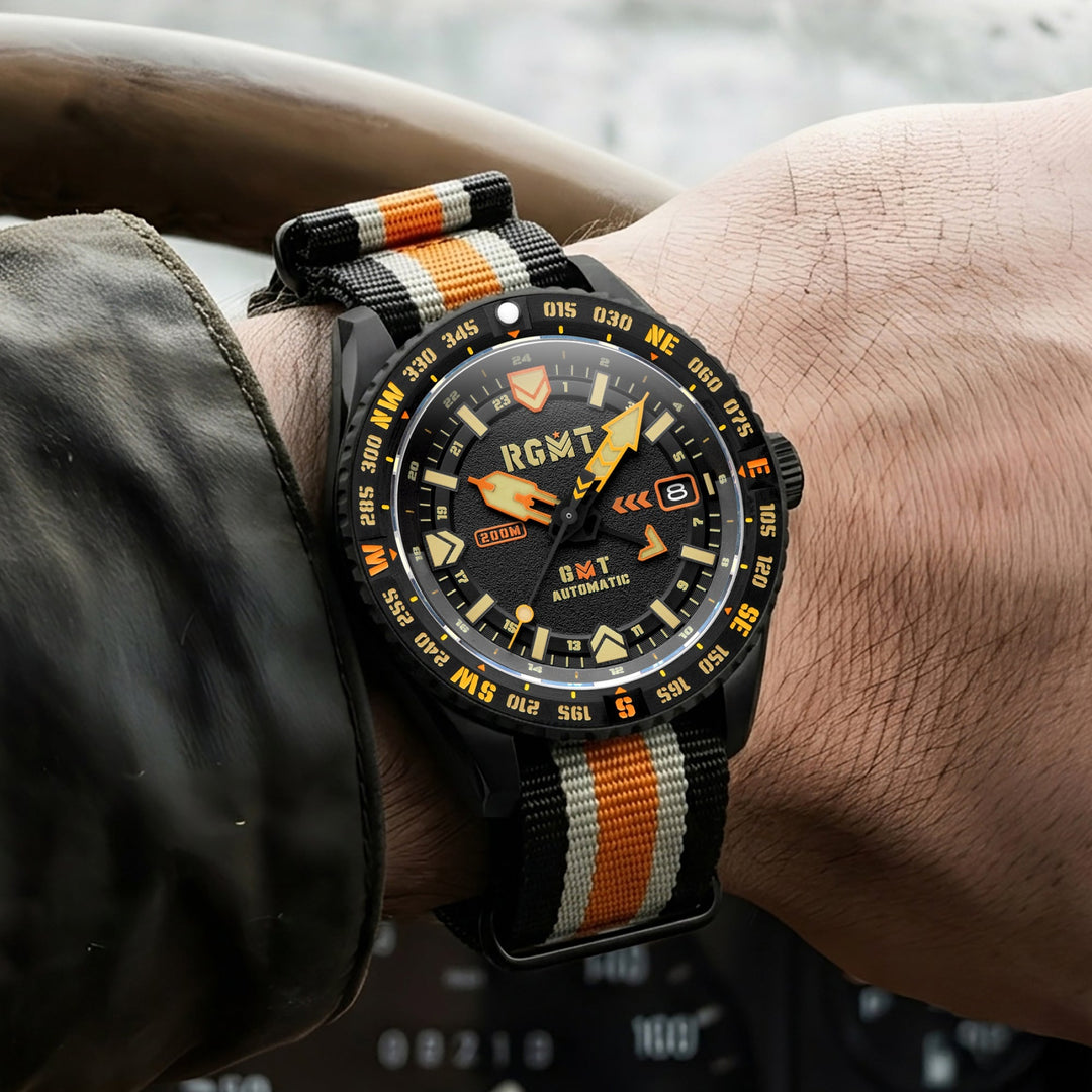 Dragoon GMT Automatic Black Dial / Multicolor Nylon Strap Black Dial