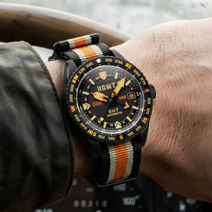 Dragoon GMT Automatic Black Dial / Multicolor Nylon Strap Black Dial