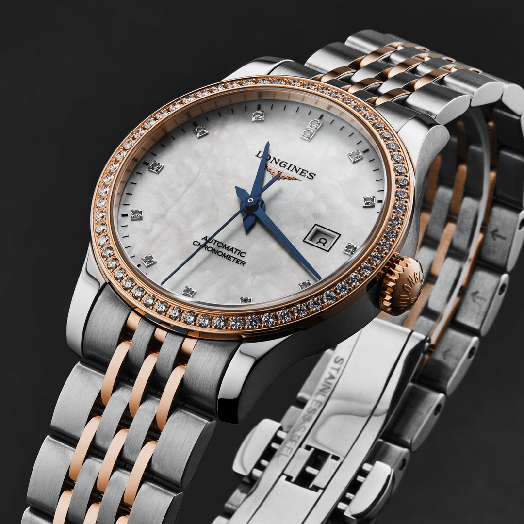 Record Mop diam / Stainless Steel & Rose Gold Mop diam Dial