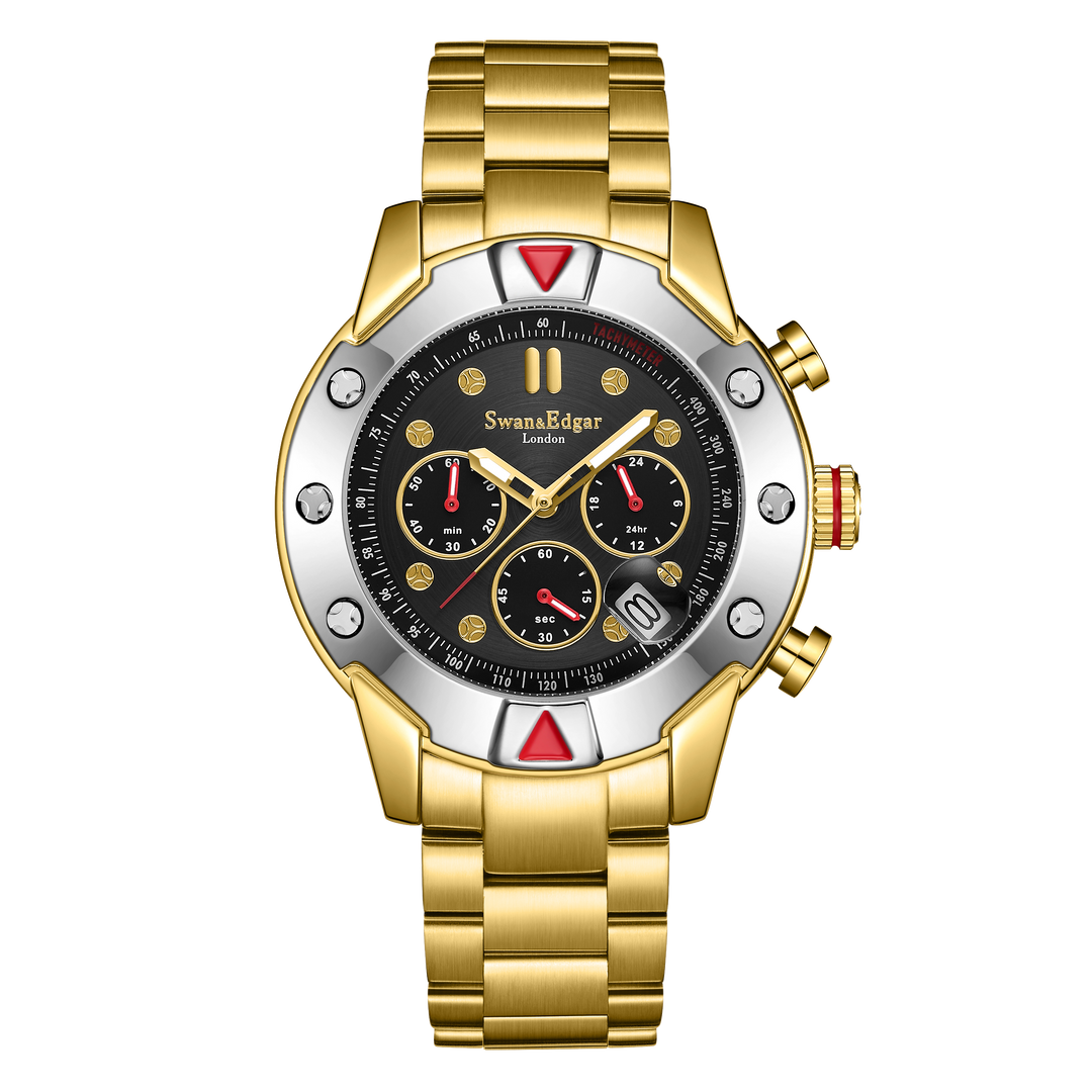 Mechanical Quartz Hybrid Gold/Stainless Steel Black Dial