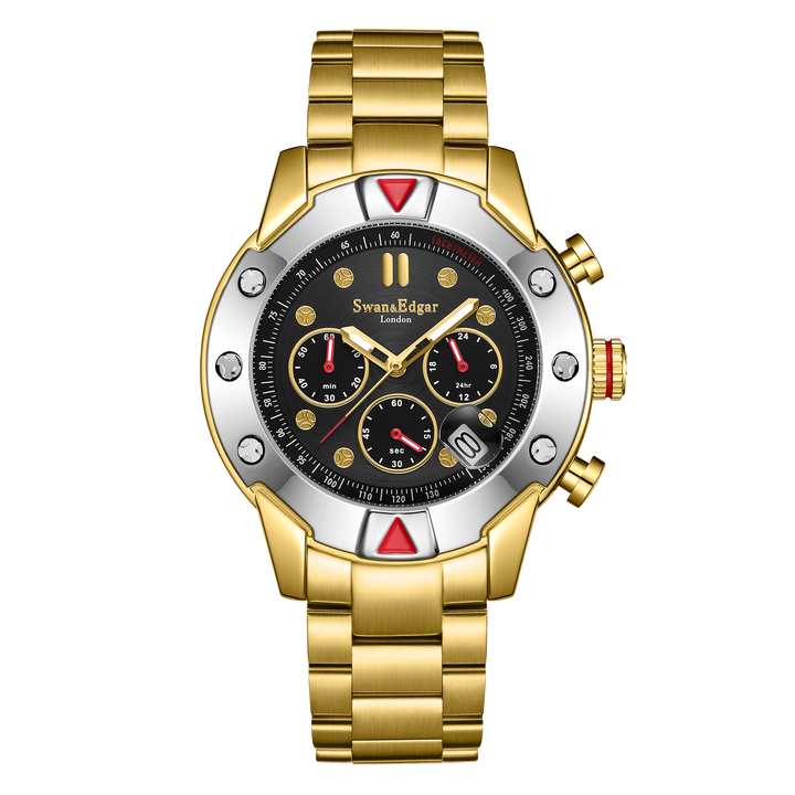 Mechanical Quartz Hybrid Gold/Stainless Steel Black Dial