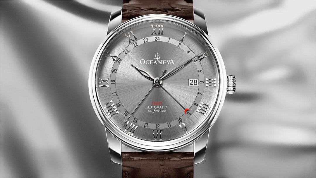 OceanTrek Automatic GMT 200m Gray/Brown Grey Dial