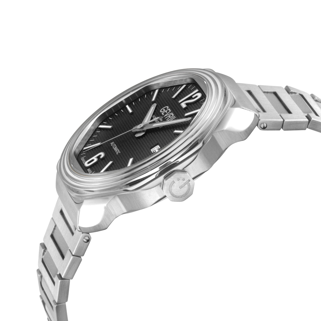 Roosevelt Gevril SS Case, SS Bezel, Black checkered dial, SS Bracelet. | Black D