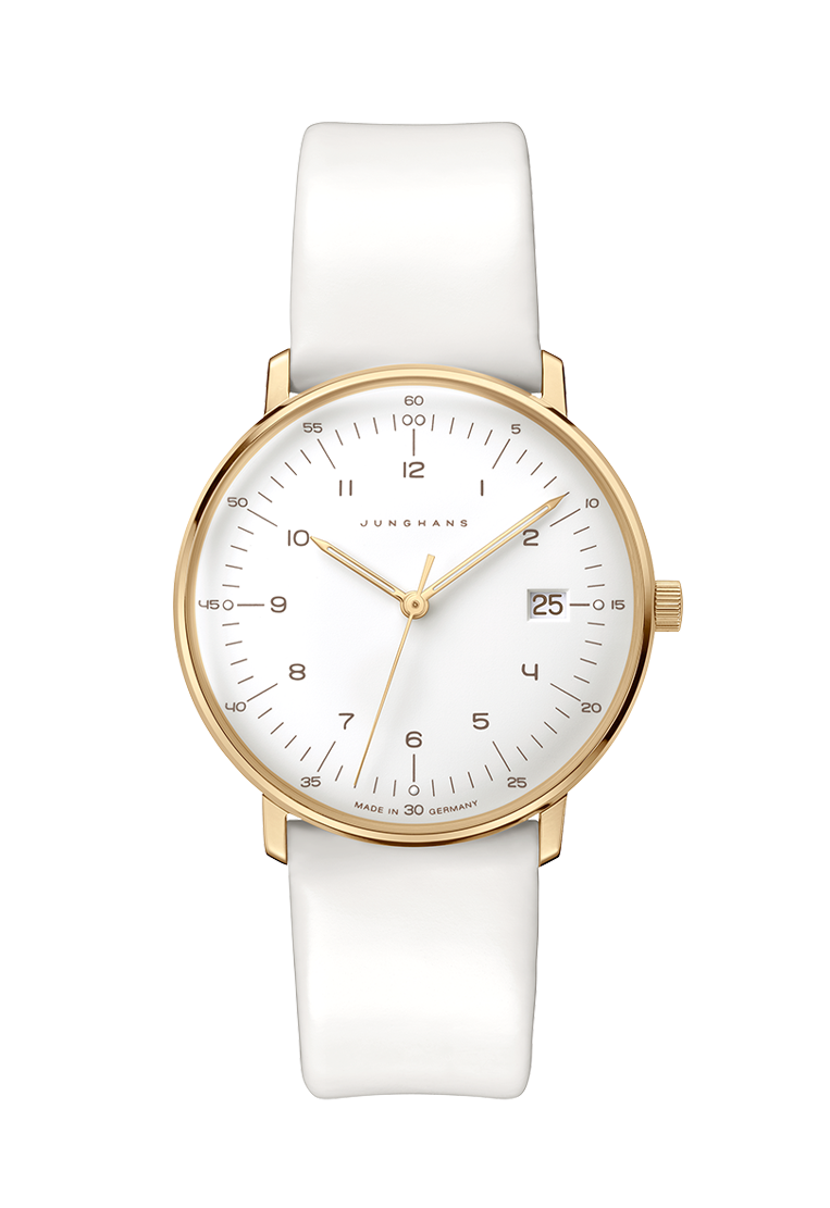 Max Bill Damen White Dial / White Leather Strap White Dial