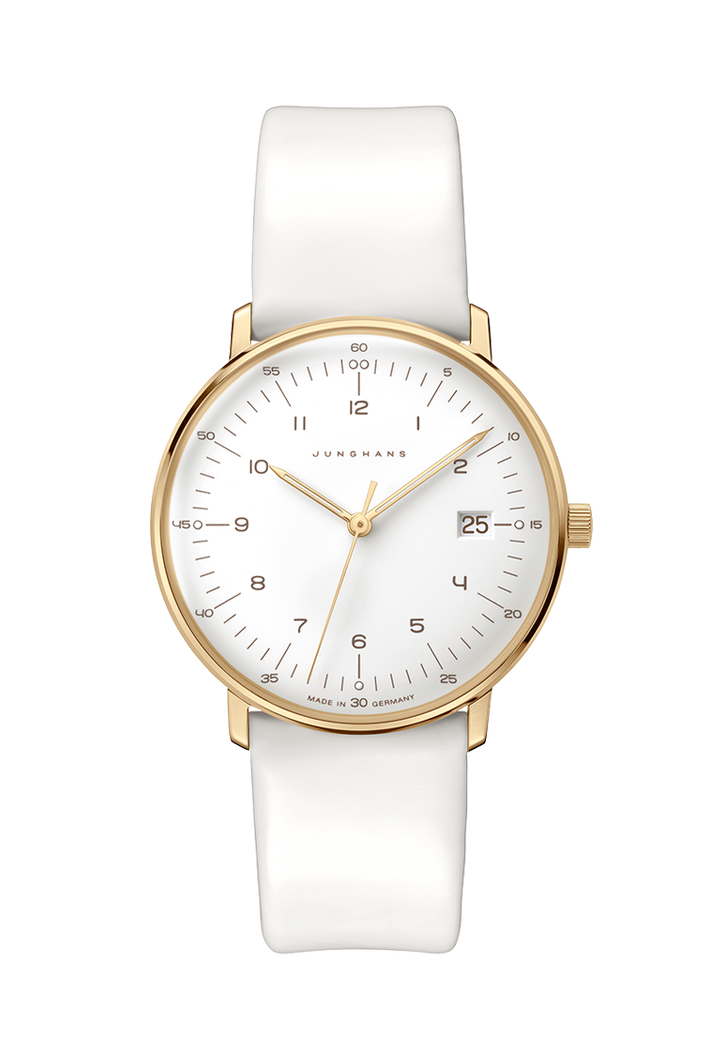 Max Bill Damen White Dial / White Leather Strap White Dial
