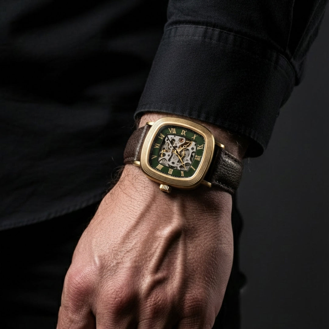 Heritage Chester Skeleton Automatic Green / Genuine Leather | Green Dial