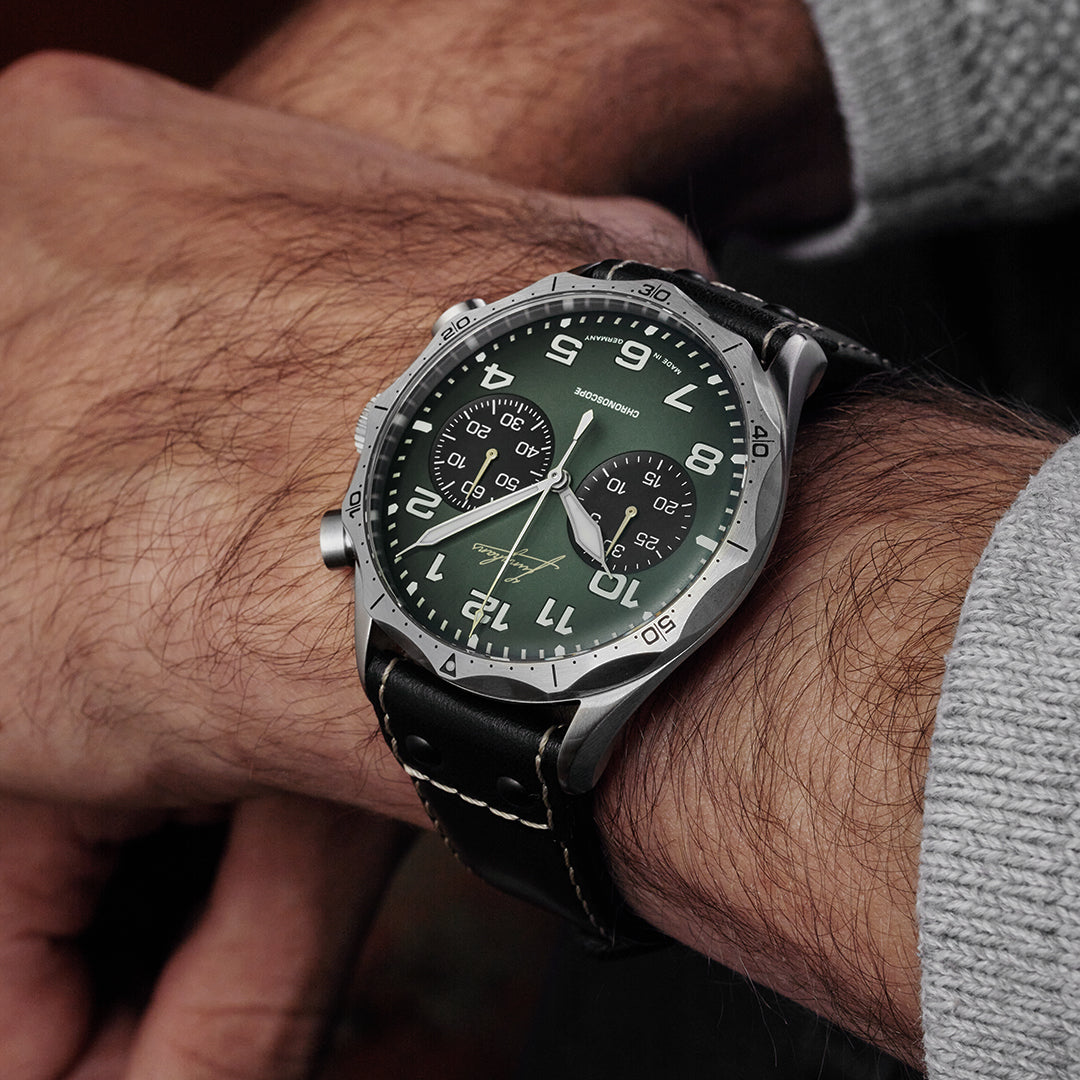 Pilot Chronoscope Dark Green Dial / Dark Green and Black Leather Strap Dark Gree