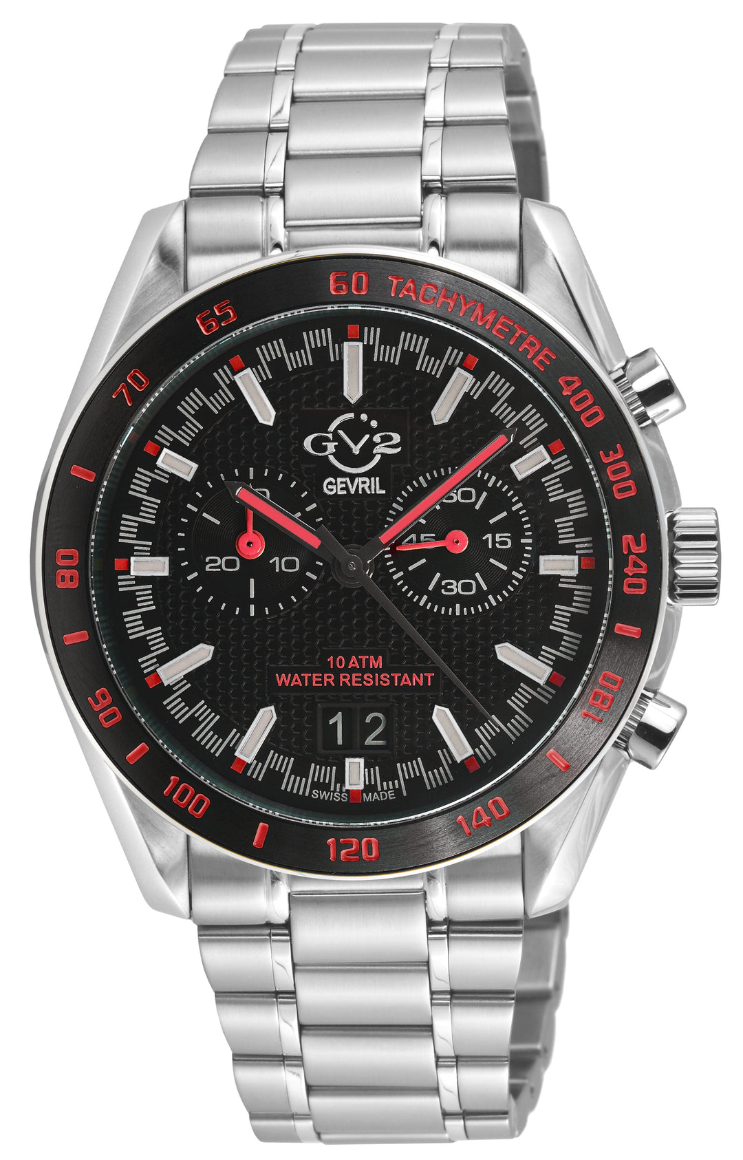 Freccia-Chronograph GV2 Swiss Quartz, 316L Case, Black Bezel, Black Dial, 316L S