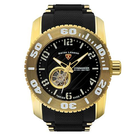 COMMANDER- SWISS MADE AUTOMATIC Gold with Black Dial | Black Dial