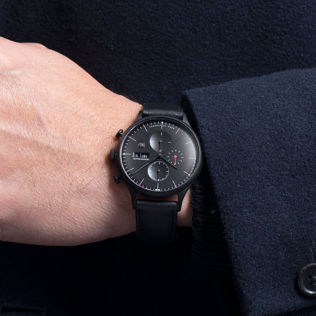 Van Der Rohe Barcelona Chronograph Quartz Watch Black / Leather | Black Dial