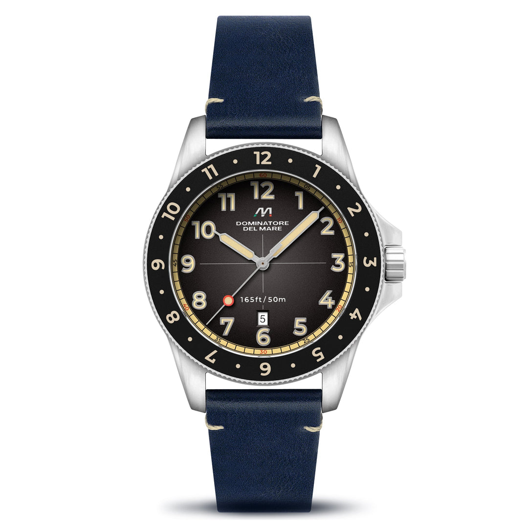 Bandiera Japan Quartz Black & Blue / Leather | Black Dial