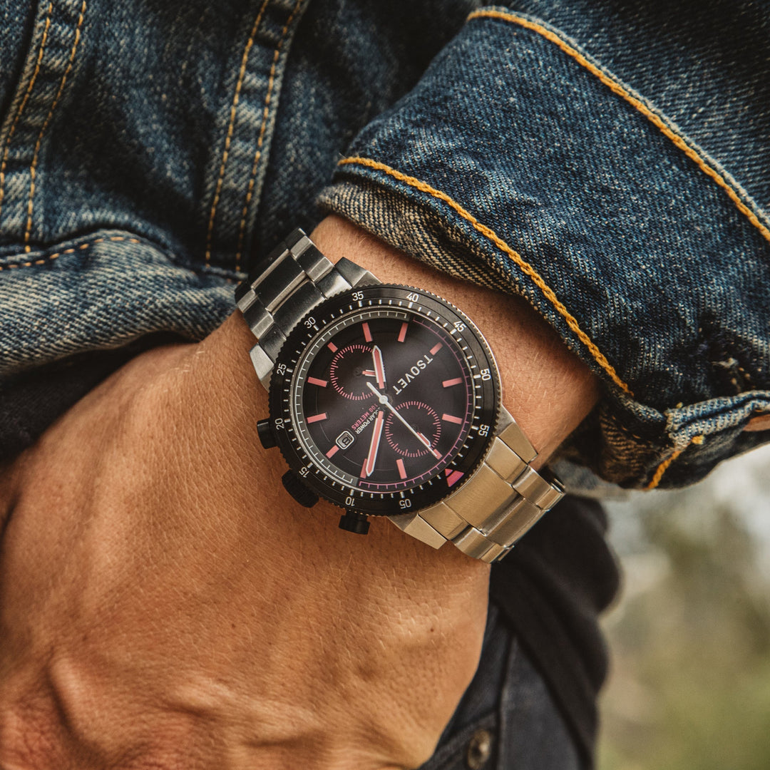 SLR FW42  Solar Powered Chronograph Black & Purple / Stainless Steel | Black Dia