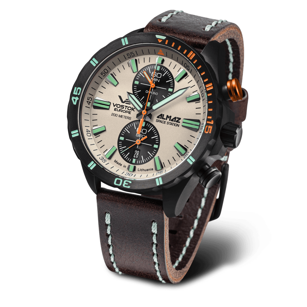 ALMAZ QUARTZ CHRONOGRAPH Cream/Leather Cream White Dial