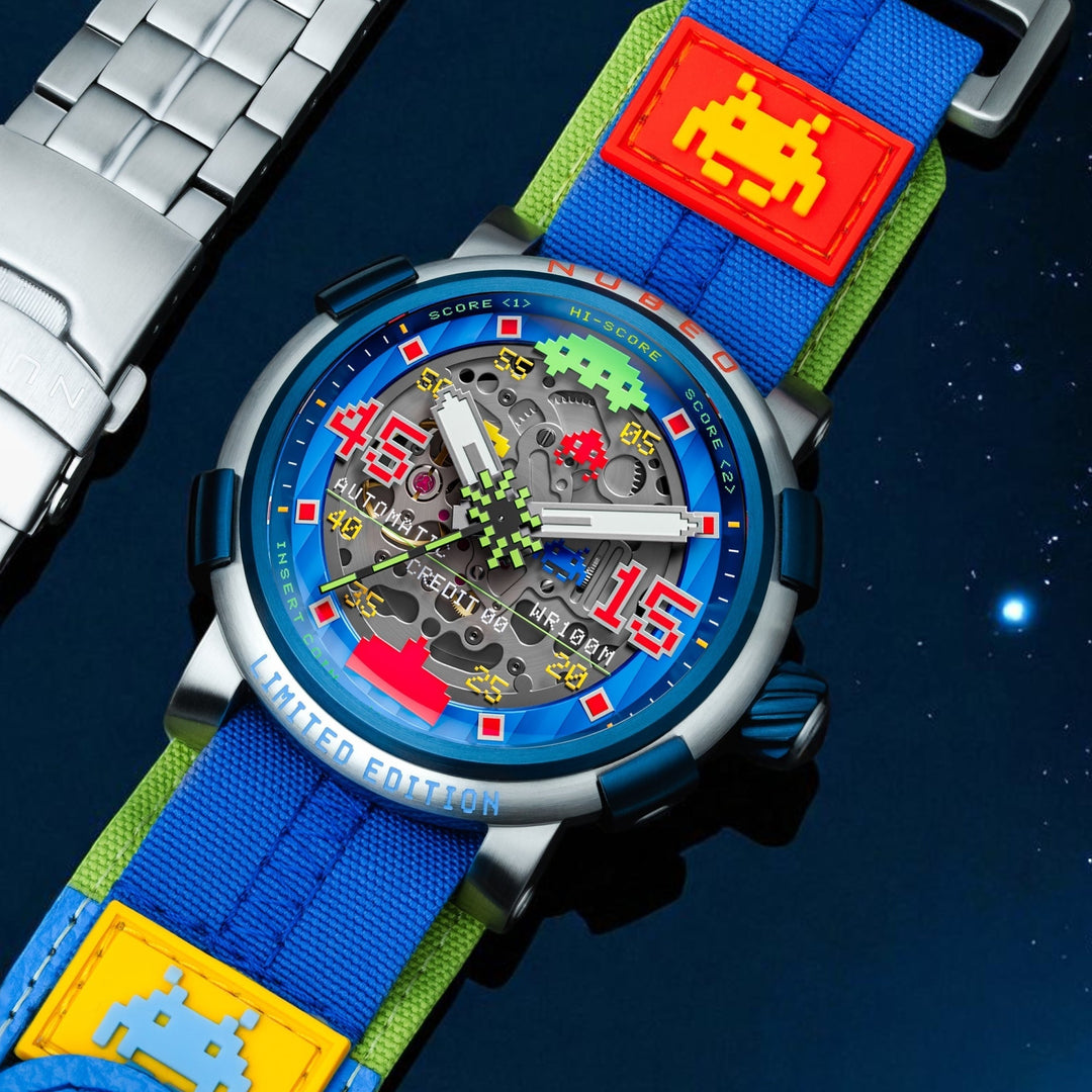 Orion Automatic Space Invaders Limited Edition Blue / Stainless Steel Blue Dial