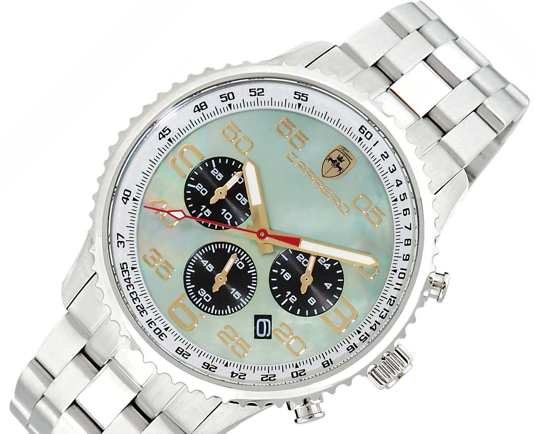 Aureum-MB Silvertone/ Brown Green-Black Dial