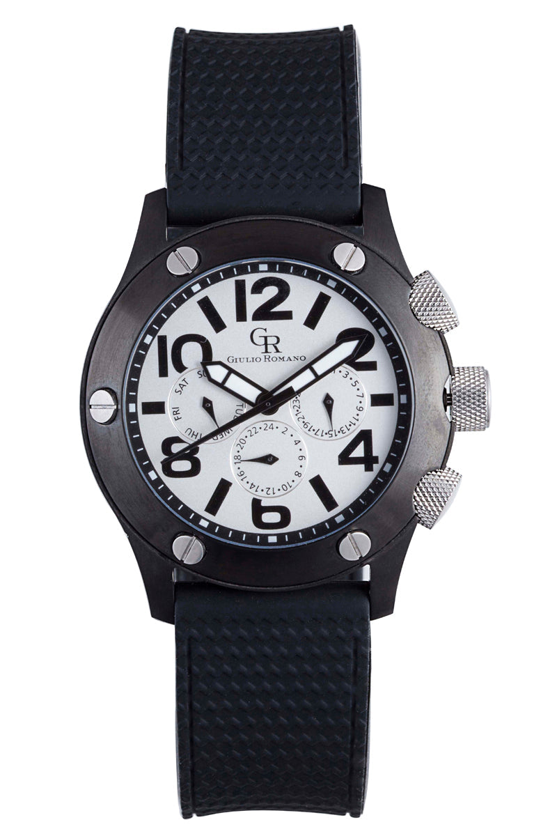 Piemonte Silver- IP Black Chronograph | Silver Dial