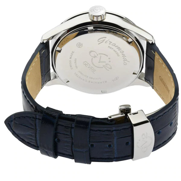 Giromondo GV2 By Gevril Mens Giromondo Stainless Steel Case Blue Dial Swiss Quar
