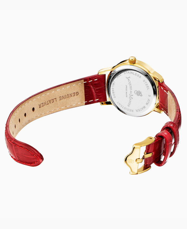 Genesis Ladies Red leather strap White Dial