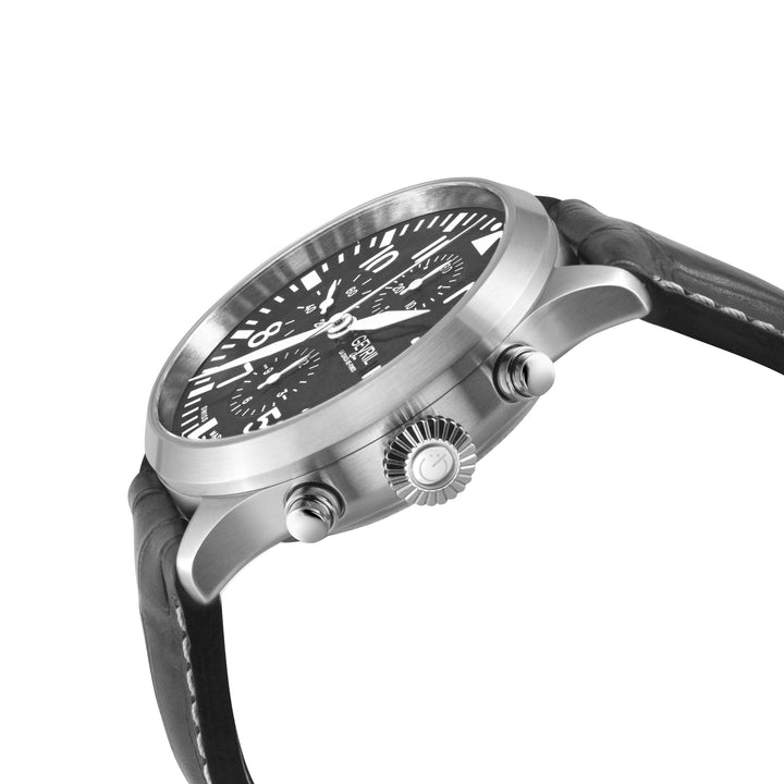 Vaughn Swiss automatic ETA 7750 pilot chronograph gray Dial, Italian Leather Str
