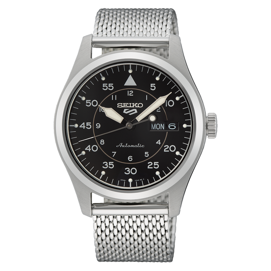 5 Sports Field Black Dial / Steel Mesh Bracelet Black Dial