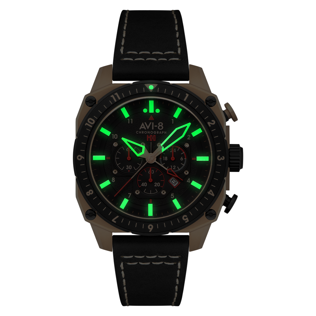 ATLAS DUAL TIME CHRONOGRAPH BLACK / LEATHER Black Dial