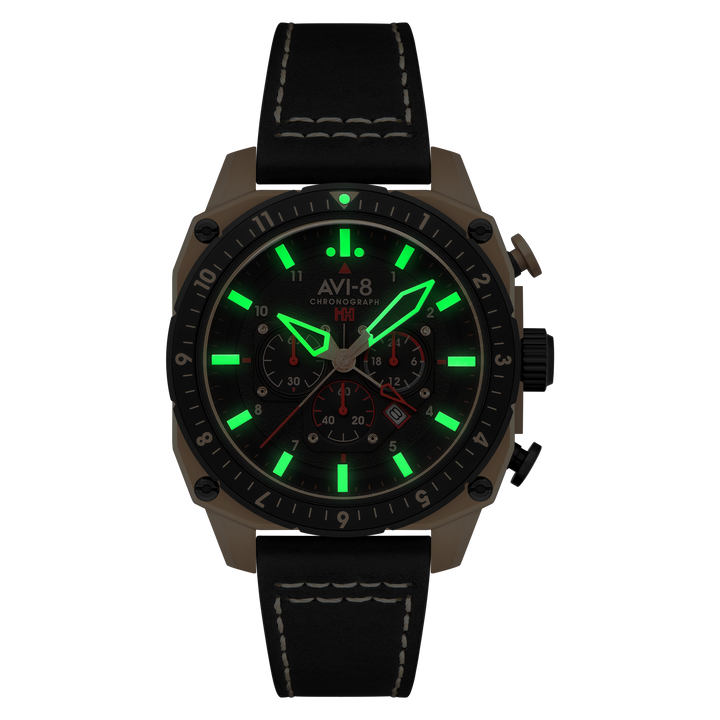 ATLAS DUAL TIME CHRONOGRAPH BLACK / LEATHER Black Dial