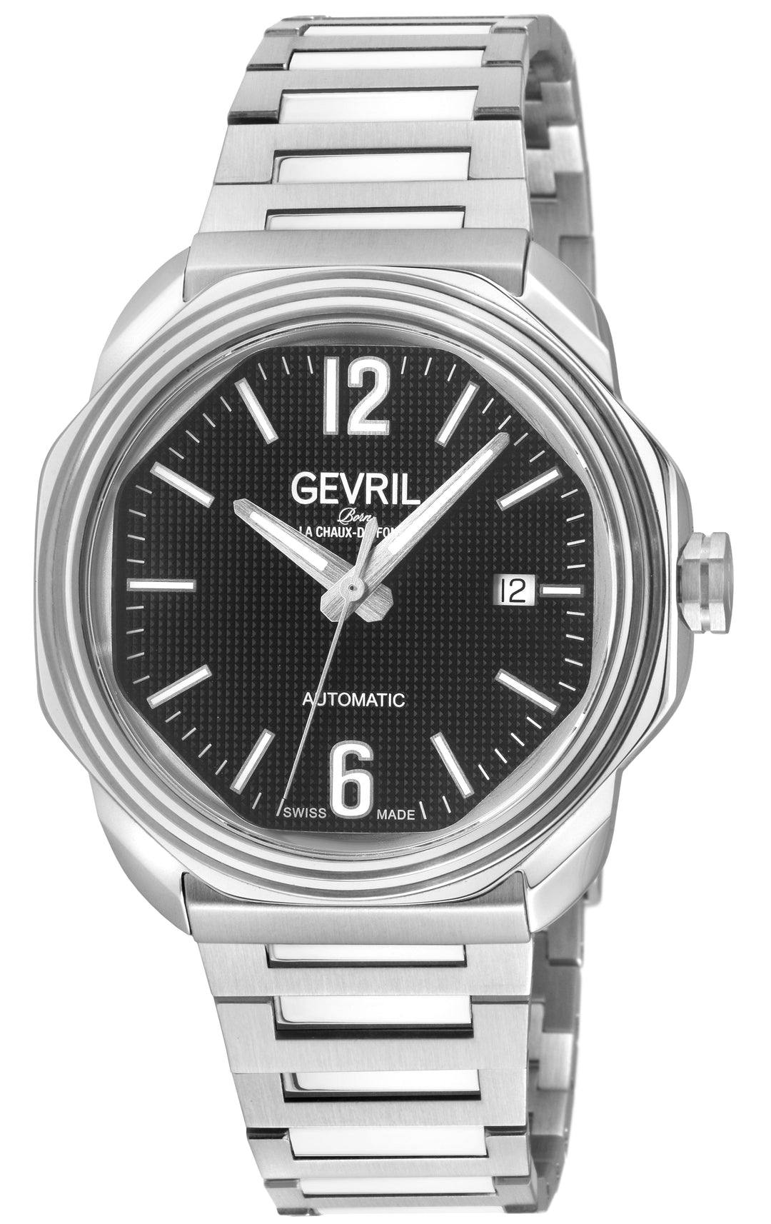 Roosevelt Gevril SS Case, SS Bezel, Black checkered dial, SS Bracelet. | Black D