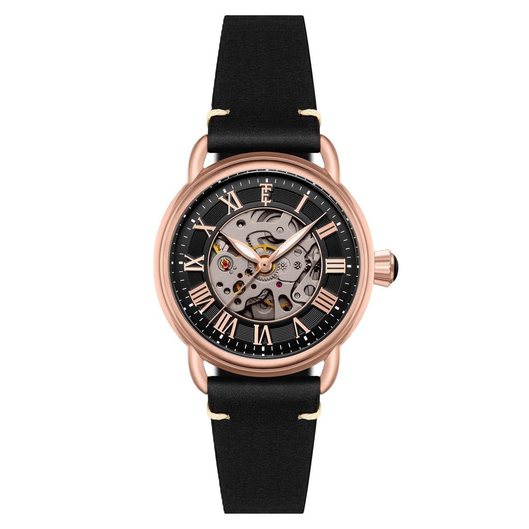 Investigator 40 Ink Black / Black  Leather Strap Black Dial