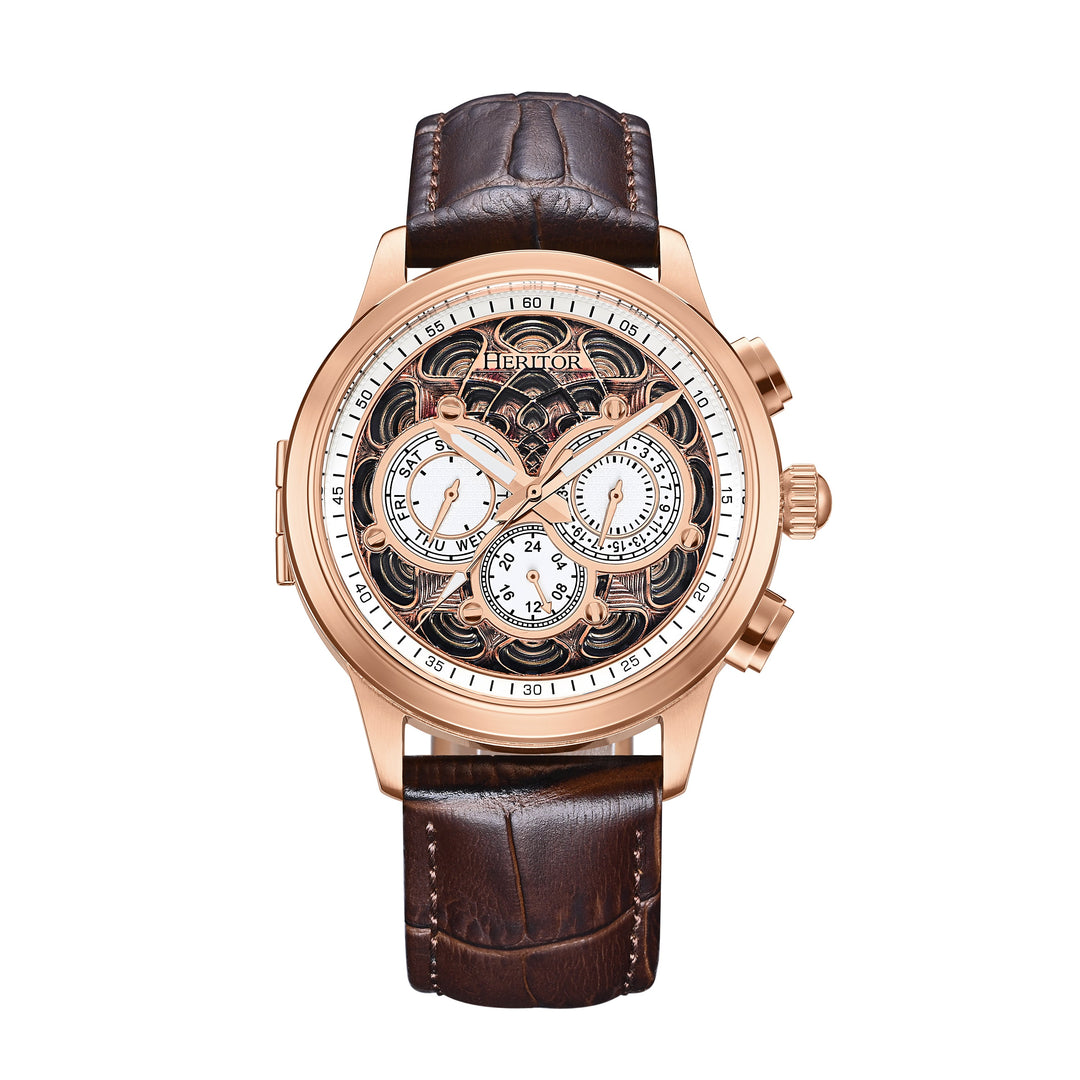 Apostle Custom Enamel Dial Watch Brown/Rose Gold | Multi-colored Dial
