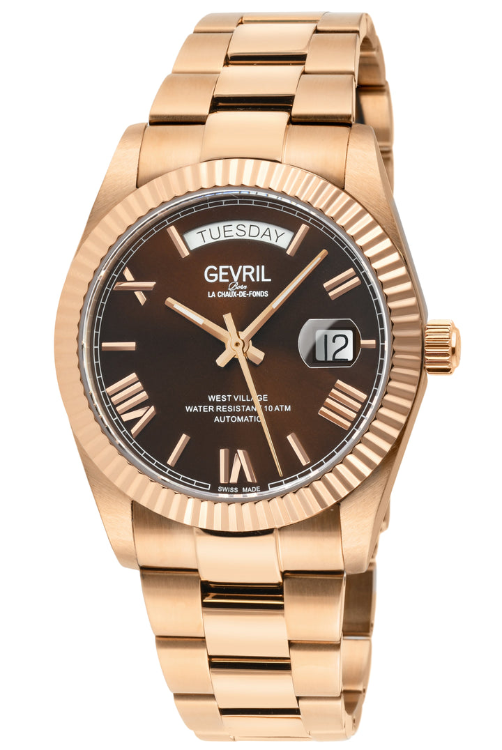 West Village Automatic Gevril Sellita SW240 Swiss Made Automatic Watch Brown Mag