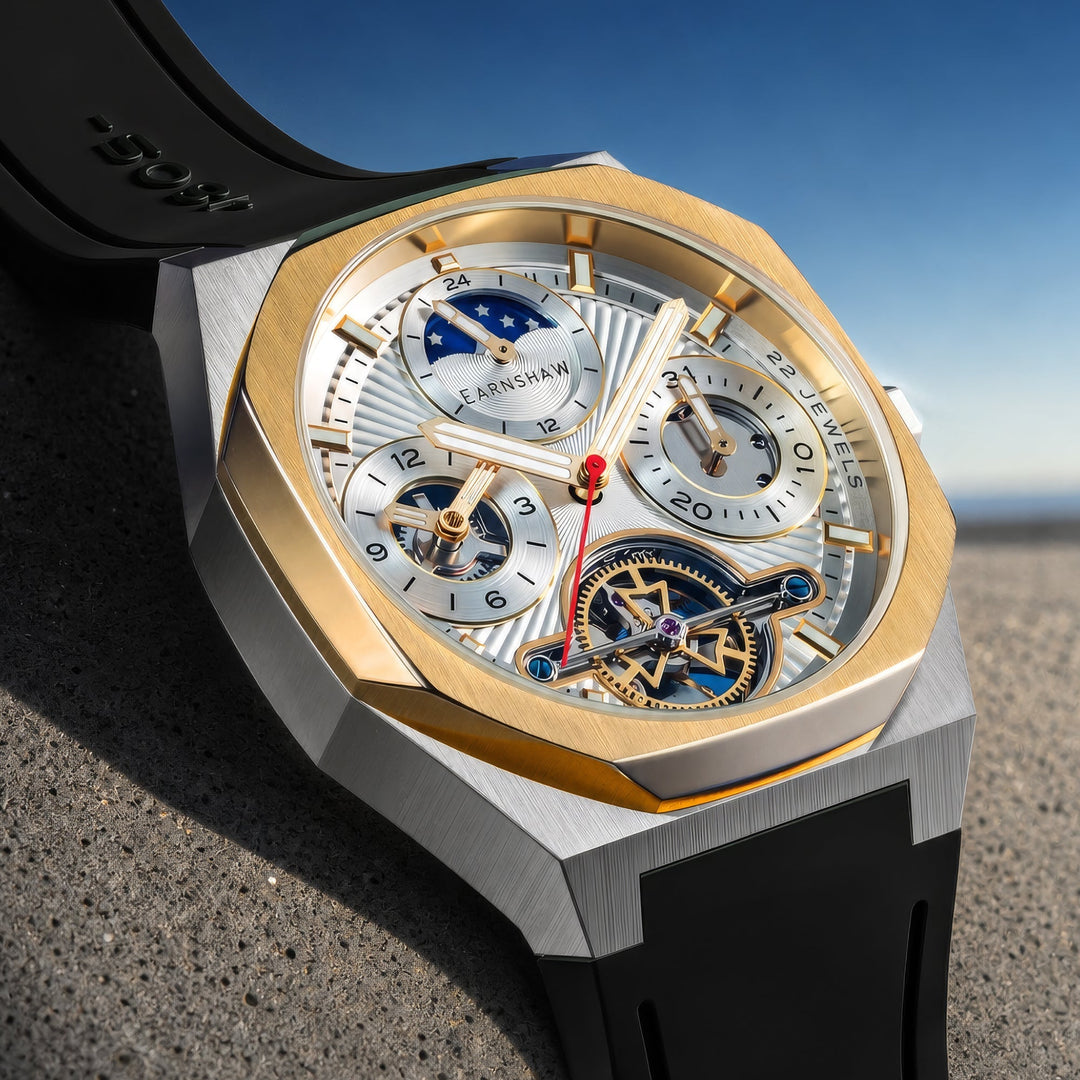 Drake Polished Aura / Black Rubber Strap Silver Dial