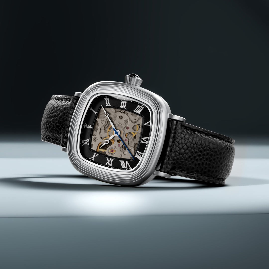 Heritage Chester Skeleton Automatic Black / Genuine Leather | Black Dial
