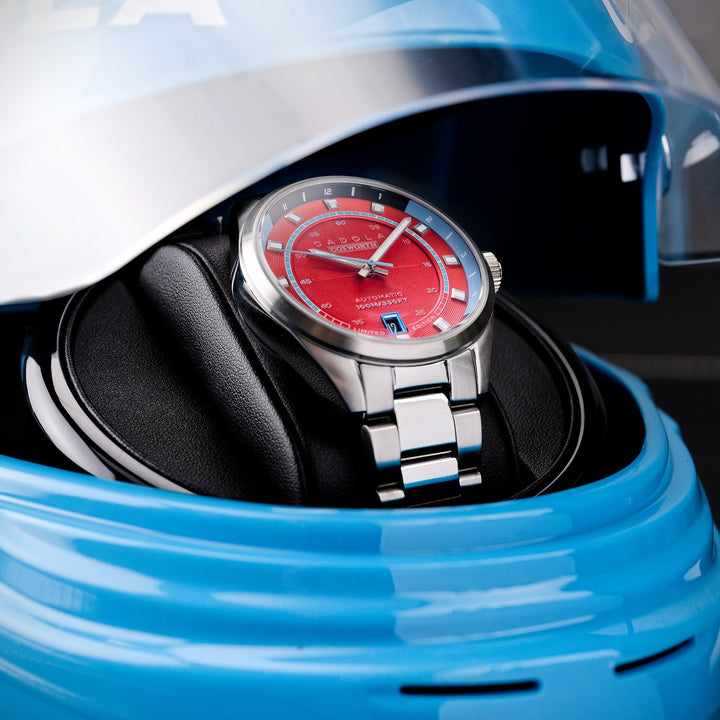 DFV-COSWORTH HELMET WATCH WINDER AUTOMATIC LIMITED EDITION ORANGE / STAINLESS ST