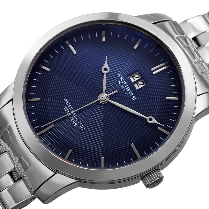 Two Tone Date Stainless Steel Bracelet Watch Silver/Gold | Blue Dial