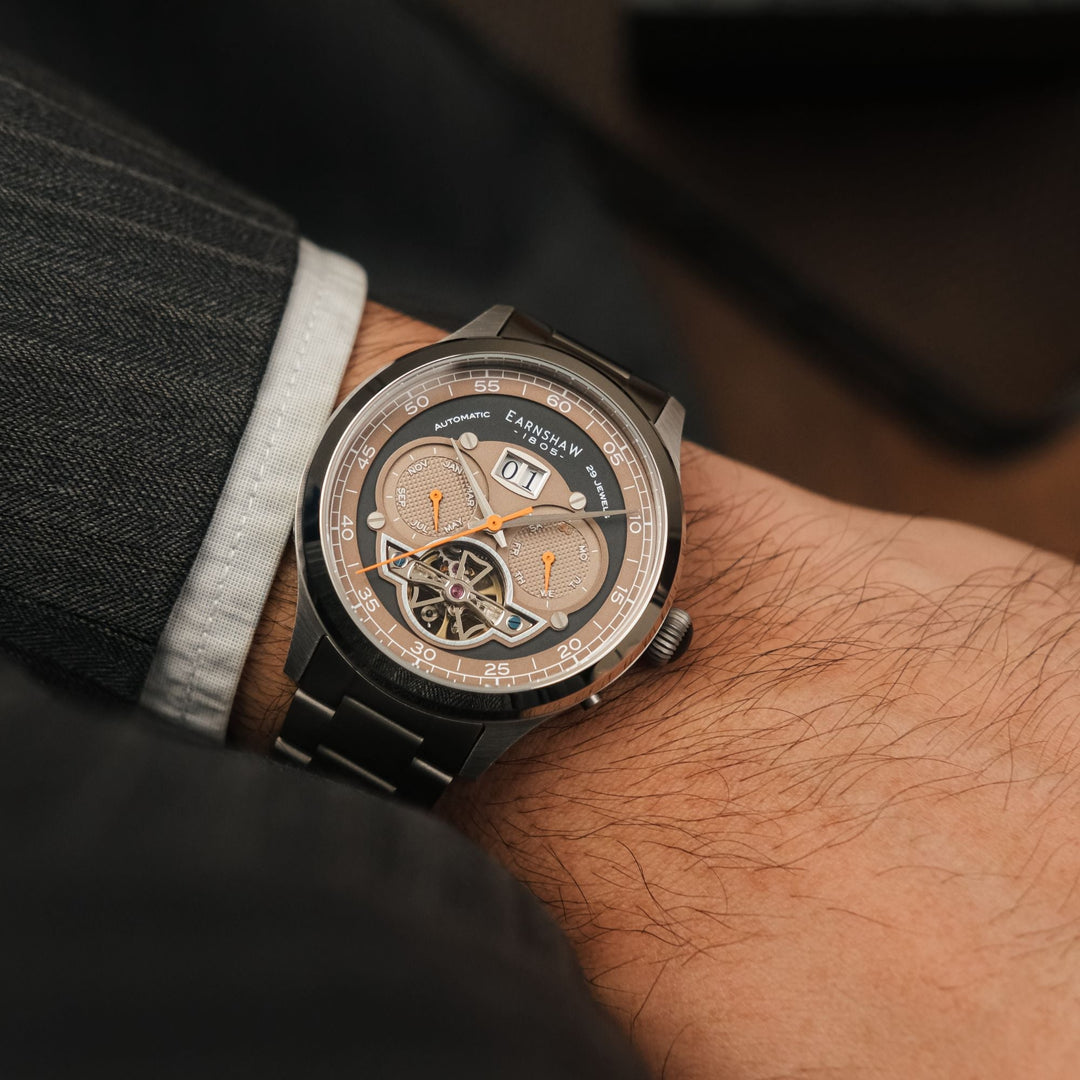 Baron Grand Date Calendar Open Heart Automatic Black / Steel Stainless Steel | B