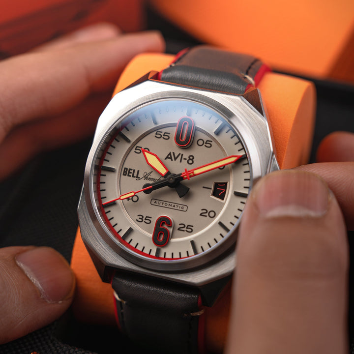 Bell X-1 Machbuster Automatic Gray / Brown Hybrid leather and rubber strap | Gra