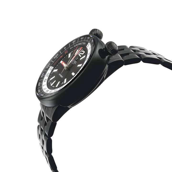 Wallabout Gevrill Wallabout Swiss Automatic Solar Compass Watch | Black Dial