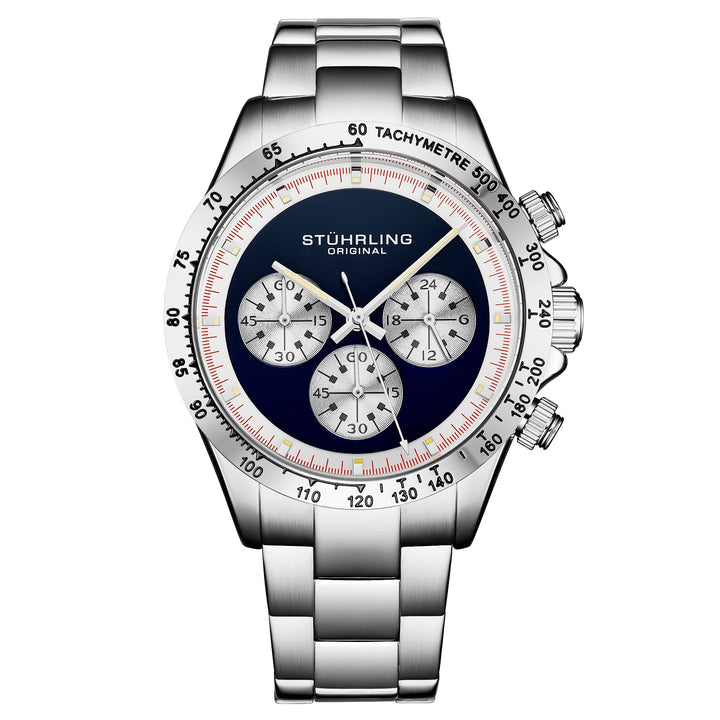 Chronomark 4066 Blue Textured Chronograph Dial/Stainless Steel bracelet | Blue D