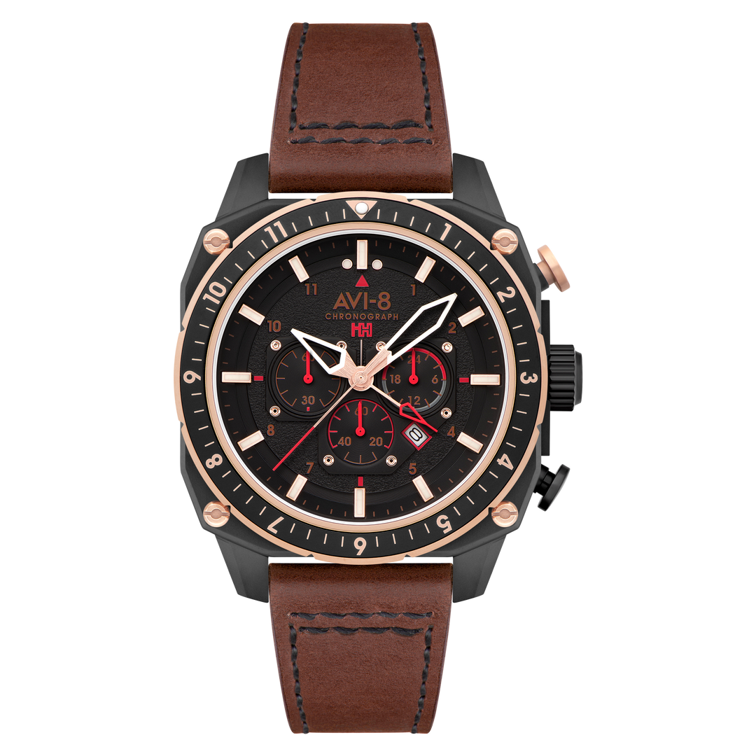 ATLAS DUAL TIME CHRONOGRAPH BLACK / LEATHER | Black Dial