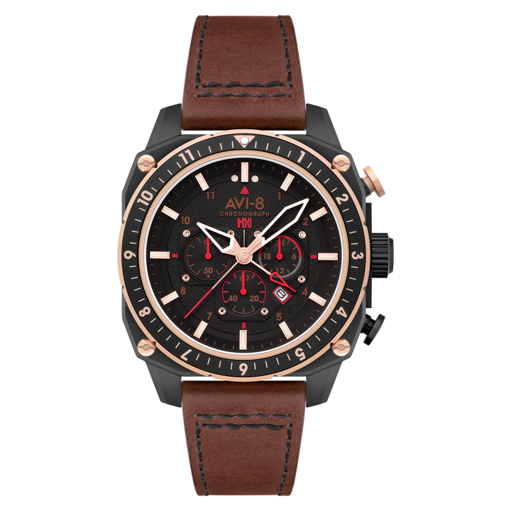 ATLAS DUAL TIME CHRONOGRAPH BLACK / LEATHER | Black Dial